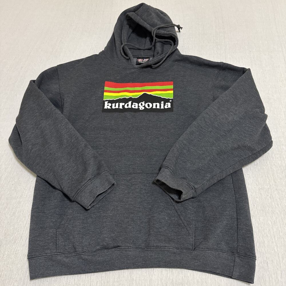 Kurdagonia Kurdistan Soft Hoodie Gray/Black Large Men’s Made In USA EUC